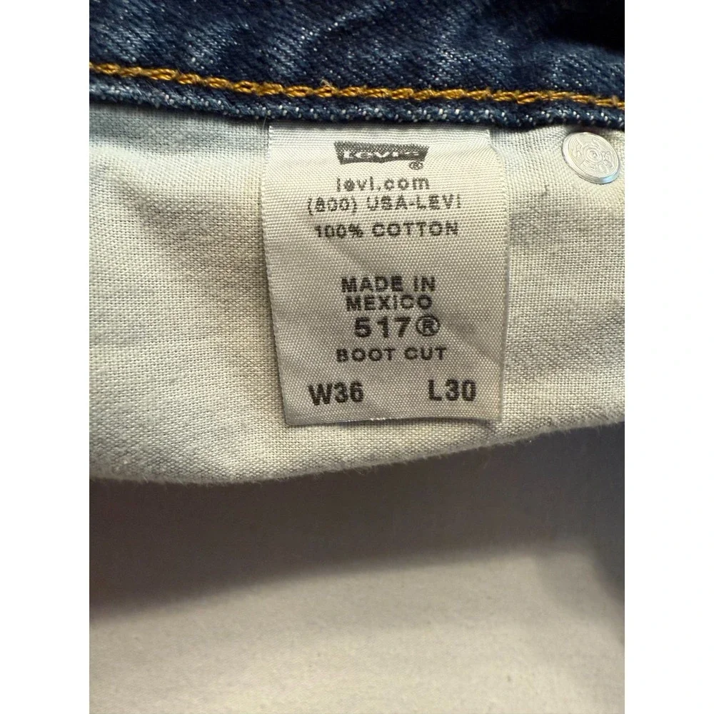 Levis 517‎ Jeans Mens 36x30 Blue Bootcut Y2K Distressed Made In Mexico Denim